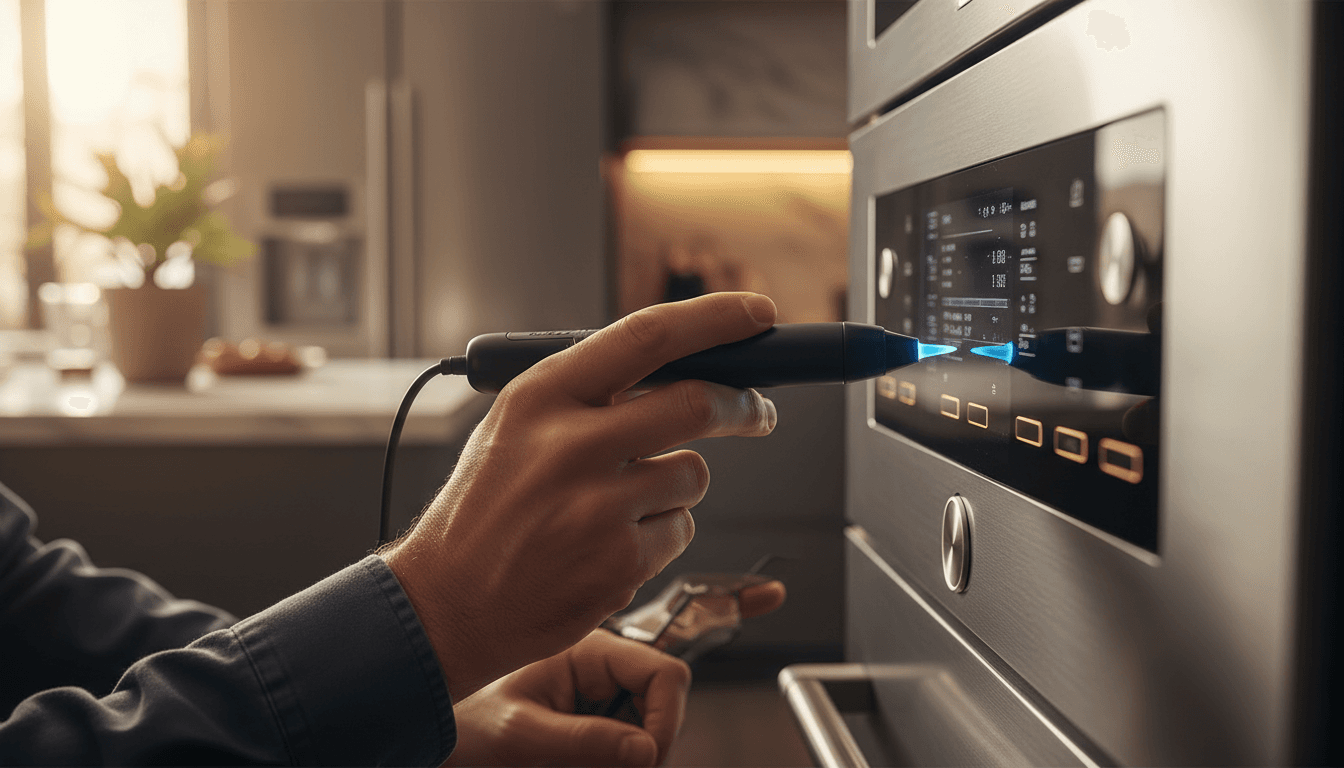 RightPro technician diagnosing a premium appliance