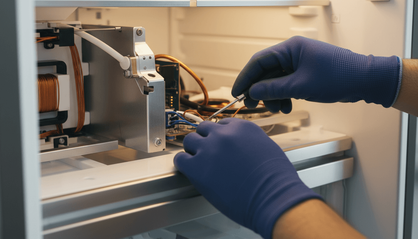 RightPro technician performing precision repair on a luxury appliance